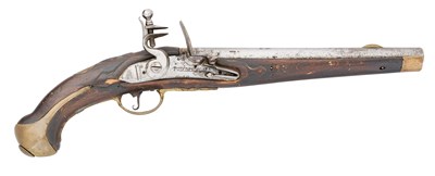 Lot 175 - A PRUSSIAN 16 BORE FLINTLOCK MODEL 1739/89 MILITARY HOLSTER PISTOL, REIGN OF FREDERICK WILLIAM II