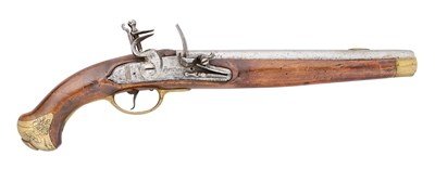 Lot 174 - A PRUSSIAN 14 BORE FLINTLOCK MILITARY HOLSTER PISTOL OF 1739/89 TYPE, REIGN OF FREDERICK II
