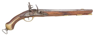 Lot 167 - A HANOVERIAN 13 BORE FLINTLOCK MILITARY HOLSTER PISTOL, MID-18TH CENTURY