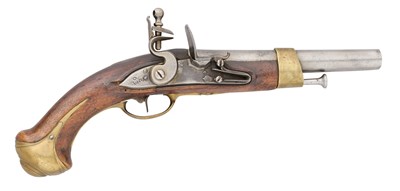 Lot 168 - A HANOVERIAN 15 BORE FLINTLOCK MILITARY PISTOL UPDATED TO AN XIII TYPE, MID-18TH CENTURY AND LATER