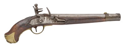 Lot 161 - A BAVARIAN 15 BORE FLINTLOCK GENDARMERIE PISTOL, REIGNS OF CHARLES THEODORE (1779-1799)