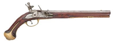 Lot 159 - A BAVARIAN 16 BORE FLINTLOCK HOLSTER PISTOL, REIGN OF MAXIMILIAN II EMANUEL (1679-1726)