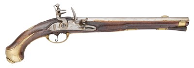 Lot 165 - A HANOVERIAN OR BAVARIAN 14 BORE FLINTLOCK MILITARY HOLSTER PISTOL, MID-18TH CENTURY