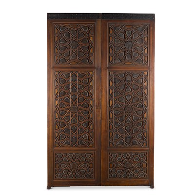 Lot 86 - A MONUMENTAL PAIR OF INLAID DOORS, EGYPT, 19TH CENTURY WITH 15TH CENTURY ELEMENTS