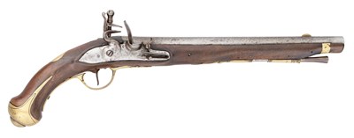 Lot 183 - A SAXON 14 BORE FLINTLOCK MILITARY HOLSTER PISTOL, REIGN OF AUGUSTUS III (1733-1763)