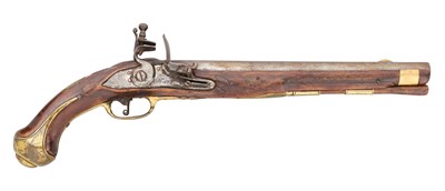 Lot 188 - A GERMAN (WURTTEMBERG) 12 BORE FLINTLOCK MILITARY HOLSTER PISTOL, REIGN OF CHARLES EUGENE