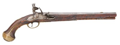 Lot 191 - A NETHERLANDISH 15 BORE FLINTLOCK HOLSTER PISTOL BY G. LASONDER, A UTRECHT