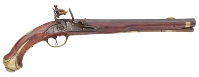 Lot 172 - A GERMAN (NUREMBERG) 14 BORE FLINTLOCK MILITARY HOLSTER PISTOL, MID-18TH CENTURY