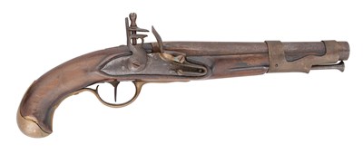 Lot 227 - A FRENCH 12 BORE FLINTLOCK OFFICER OF DRAGOONS PISTOL OF MODEL 1767 TYPE, REIGN OF LOUIS XVI