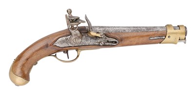 Lot 271 - A NORTH EUROPEAN 12 BORE FLINTLOCK PISTOL OF MODEL 1815 TYPE, CIRCA 1820-40