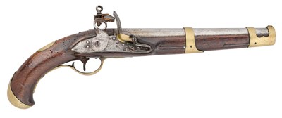 Lot 194 - A DUTCH 13 BORE FLINTLOCK MILITARY PISTOL OF MODEL 1763 TYPE, LATE 18TH CENTURY