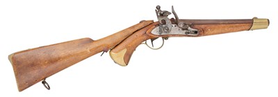 Lot 217 - A SWEDISH 16 BORE FLINTLOCK MODEL 1820 RIFLED CAVALRY PISTOL WITH SHOULDER-STOCK, REIGN OF