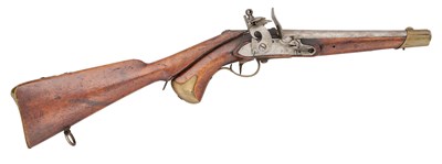 Lot 218 - A SWEDISH 20 BORE FLINTLOCK MODEL 1820 CAVALRY PISTOL WITH SHOULDER-STOCK, REIGN OF KARL XIV JOHAN
