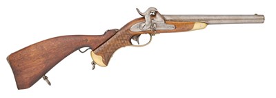 Lot 323 - A SWEDISH 10 BORE PERCUSSION MODEL 1850 PISTOL CARBINE WITH DETACHABLE SHOULDER-STOCK, REIGN OF