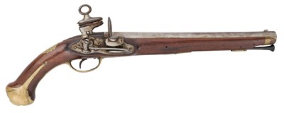 Lot 264 - A SPANISH 13 BORE MIQUELET-LOCK MILITARY HOLSTER PISTOL, REIGN OF FERDINAND VII (1813-1833)