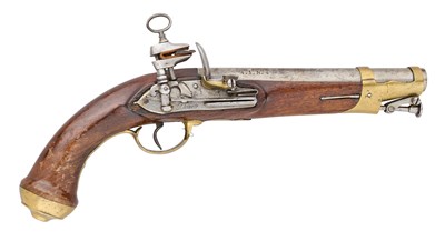 Lot 260 - A SPANISH 14 BORE MIQUELET-LOCK MODEL 1814 ROYAL BODYGUARD PISTOL SIGNED ORIARTE, REIGN OF