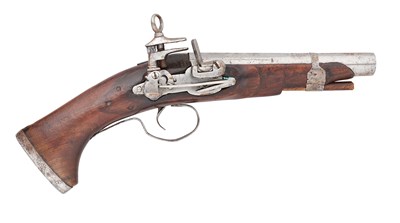 Lot 247 - A SPANISH 16 BORE MIQUELET-LOCK PISTOL, LATE 17TH /EARLY 18TH CENTURY