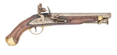 Lot 268 - A PORTUGUESE 16 BORE FLINTLOCK MILITARY PISTOL, REIGN OF JOHN VI (1816-1826)