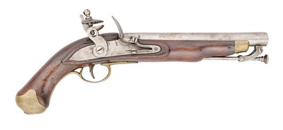 Lot 269 - A PORTUGUESE 16 BORE FLINTLOCK MILITARY PISTOL, REIGN OF JOHN VI (1816-1826)
