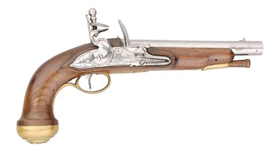 Lot 267 - A PORTUGUESE 24 BORE FLINTLOCK MODEL 1788 MILITARY PISTOL, REIGN OF MARIA I (1777-1816), DATED 1791