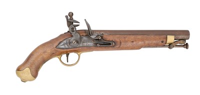 Lot 270 - A PORTUGUESE 14 BORE FLINTLOCK MILITARY PISTOL, REIGN OF MARIA II (1834-1853), DATED 1840