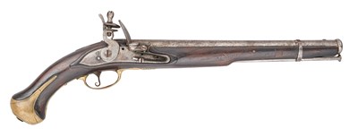 Lot 266 - A RARE PORTUGUESE 14 BORE FLINTLOCK MILITARY PISTOL, REIGN OF JOSEPH I (1750-1777)