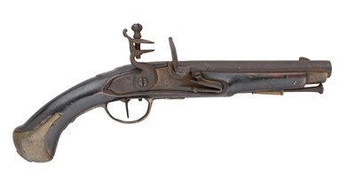 Lot 275 - AN UNUSUAL 15 BORE FLINTLOCK MILITARY PISTOL, EARLY 19TH CENTURY, PERHAPS PARAGUAY