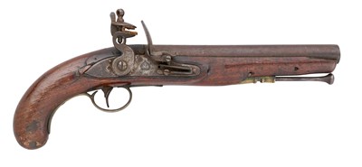 Lot 272 - A BRAZILIAN CONTRACT 11 BORE FLINTLOCK MILITARY PISTOL, REIGN OF JOHN VI (1816-1826)