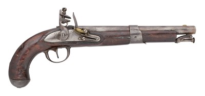 Lot 276 - A LIÈGE 30 BORE FLINTLOCK MILITARY PISTOL OF AMERICAN MODEL 1826 TYPE, MID-19TH CENTURY