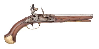Lot 243 - A PIEDMONTESE(?) 20 BORE FLINTLOCK MILITARY PISTOL, POSSIBLY REIGN OF VICTOR EMANUEL I (1802-1821)