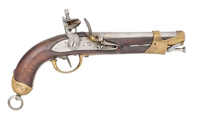 Lot 241 - A NEAPOLITAN 14 BORE FLINTLOCK MODEL 1831 MILITARY PISTOL, DATED 1837, REIGN OF FERDINANDO II