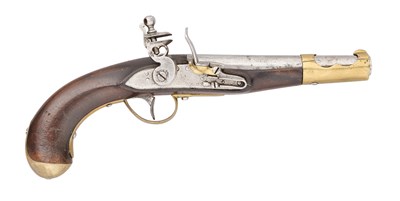 Lot 234 - A LOMBARDY-VENETIA 14 BORE FLINTLOCK MILITARY PISTOL, REIGN OF FRANCIS I (1815-1835)
