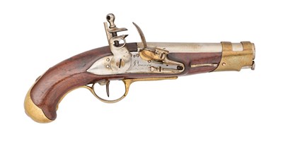 Lot 246 - AN ITALIAN 23 BORE FLINTLOCK GENDARMERIE PISTOL OF AN IX TYPE, EARLY 19TH CENTURY