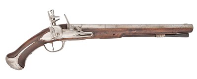 Lot 206 - A RARE SWEDISH 16 BORE FLINTLOCK MODEL 1688 MILITARY HOLSTER PISTOL, REIGN OF CHARLES XI (1660-1697)