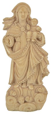 Lot 137 - AN INDO-PORTUGUESE IVORY MADONNA AND CHILD