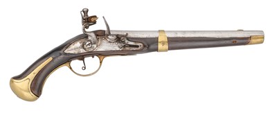 Lot 214 - A RARE SWEDISH 20 BORE FLINTLOCK MILITARY HOLSTER PISTOL, PROBABLY REIGN OF GUSTAV III (1771-1792)