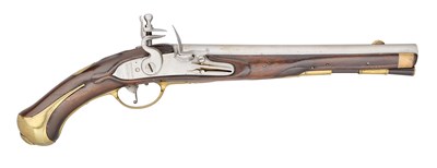 Lot 213 - A RARE SWEDISH 15 BORE FLINTLOCK MODEL 1759 MILITARY HOLSTER PISTOL, PROBABLY REIGN OF GUSTAV III
