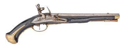 Lot 211 - A SWEDISH 20 BORE FLINTLOCK 1738/49 PATTERN MILITARY HOLSTER PISTOL, AGE OF LIBERTY (1718-1772)