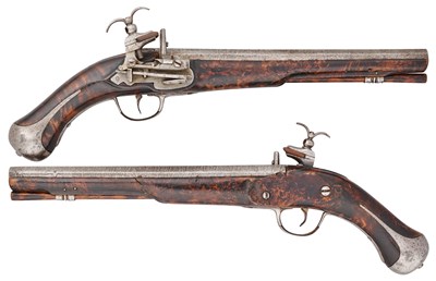 Lot 207 - A RARE PAIR OF SWEDISH 23 BORE MIQUELET-LOCK HOLSTER PISTOLS, LATE 17TH CENTURY