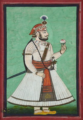 Lot 29 - A PORTRAIT OF MAHARANA BHIM SINGH OF UDAIPUR, MEWAR, 19TH CENTURY