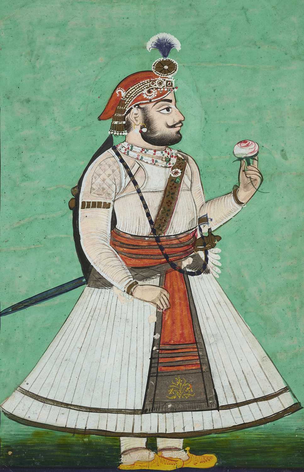 Lot 29 - A PORTRAIT OF MAHARANA BHIM SINGH OF UDAIPUR, MEWAR, 19TH CENTURY