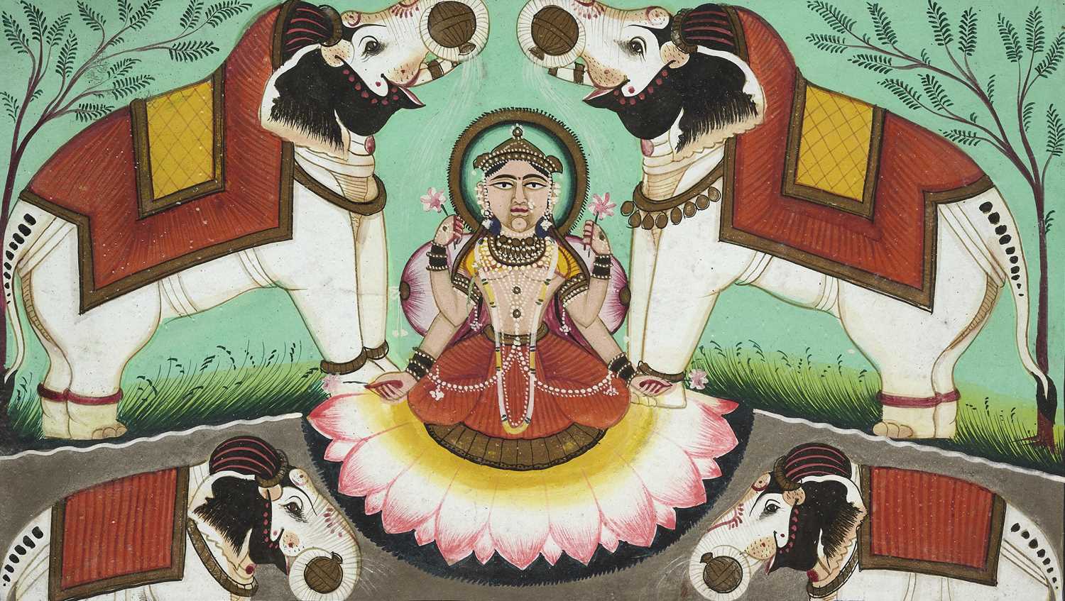Lot 30 - THE LUSTRATION OF VISHNU, MEWAR, 19TH CENTURY