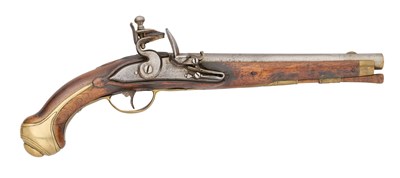 Lot 203 - A SWISS 15 BORE FLINTLOCK MILITARY PISTOL, MID-18TH CENTURY