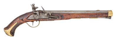 Lot 221 - A RARE RUSSIAN 28 BORE FLINTLOCK MILITARY HOLSTER PISTOL, DATED 1799, REIGN OF PAUL I (1796-1801)