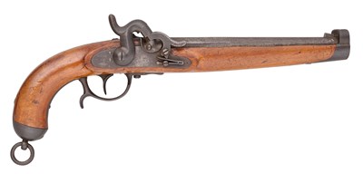 Lot 290 - A GERMAN (HAMBURG) 28 BORE PERCUSSION MILITARY PISTOL FOR THE HANSIATIC LEAGUE, MID-19TH CENTURY
