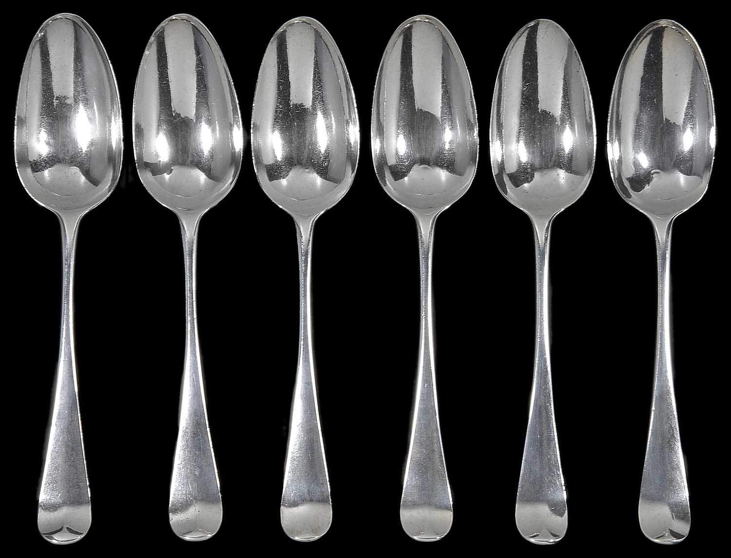 Lot 143 - A SET OF SIX GEORGE III SILVER TABLESPOONS