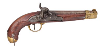 Lot 301 - A GERMAN (WALDECK AND PYRMONT) 13 BORE PERCUSSION RIFLED MILITARY PISTOL, REIGN OF GEORGE VICTOR