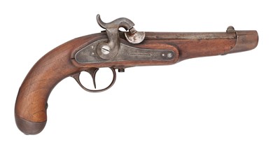 Lot 303 - A GERMAN (WURTTEMBERG) 28 BORE PERCUSSION RIFLED MILITARY PISTOL, REIGN OF WILLIAM I (1816-1864)
