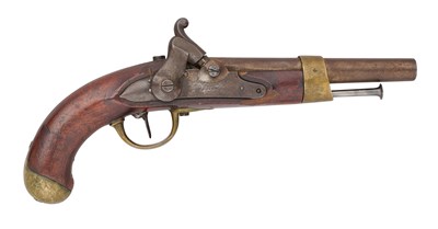 Lot 304 - A GERMAN (WURTTEMBERG) 14 BORE PERCUSSION MILITARY PISTOL, REIGN OF WILLIAM I (1816-1864)