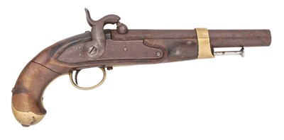 Lot 306 - A BELGIAN 16 BORE PERCUSSION CUSTOMS OR GENDARMERIE PISTOL, REIGN OF LEOPOLD I (1831-1865)